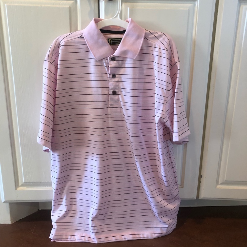 Light Pink Striped Fairway Outfitters Golf Polo